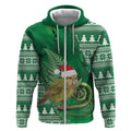 New Zealand Kakapo Christmas In July Zip Hoodie Silver Fern Santa Xmas Green Color