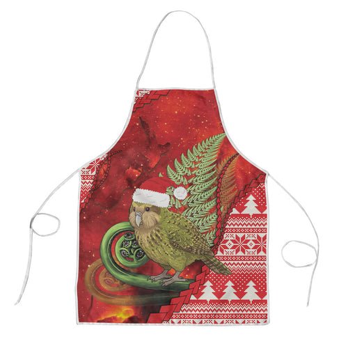 New Zealand Kakapo Christmas In July Apron Silver Fern Santa Xmas Red Color
