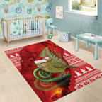 New Zealand Kakapo Christmas In July Area Rug Silver Fern Santa Xmas Red Color