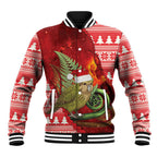 New Zealand Kakapo Christmas In July Baseball Jacket Silver Fern Santa Xmas Red Color