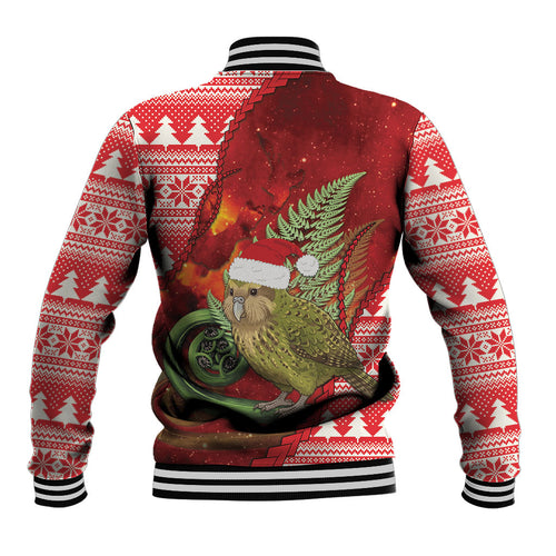 New Zealand Kakapo Christmas In July Baseball Jacket Silver Fern Santa Xmas Red Color