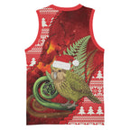 New Zealand Kakapo Christmas In July Basketball Jersey Silver Fern Santa Xmas Red Color