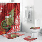 New Zealand Kakapo Christmas In July Bathroom Set Silver Fern Santa Xmas Red Color