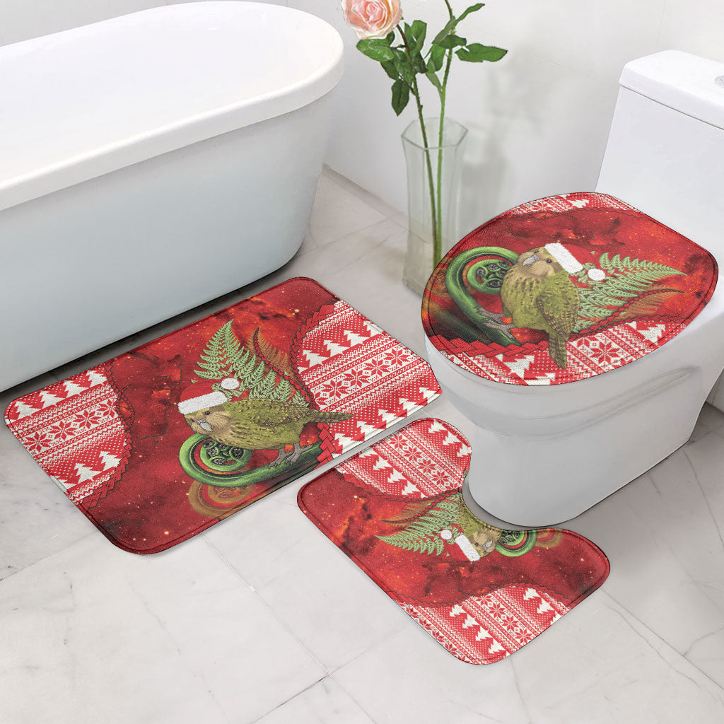 New Zealand Kakapo Christmas In July Bathroom Set Silver Fern Santa Xmas Red Color