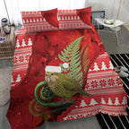 New Zealand Kakapo Christmas In July Bedding Set Silver Fern Santa Xmas Red Color