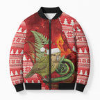 New Zealand Kakapo Christmas In July Bomber Puffer Jacket Silver Fern Santa Xmas Red Color