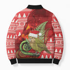 New Zealand Kakapo Christmas In July Bomber Puffer Jacket Silver Fern Santa Xmas Red Color