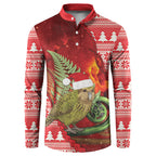 New Zealand Kakapo Christmas In July Button Sweatshirt Silver Fern Santa Xmas Red Color