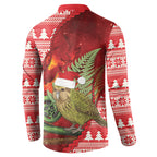 New Zealand Kakapo Christmas In July Button Sweatshirt Silver Fern Santa Xmas Red Color