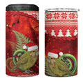 New Zealand Kakapo Christmas In July 4 in 1 Can Cooler Tumbler Silver Fern Santa Xmas Red Color