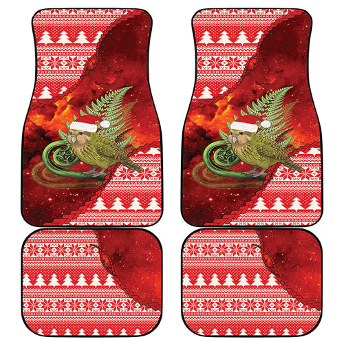 New Zealand Kakapo Christmas In July Car Mats Silver Fern Santa Xmas Red Color