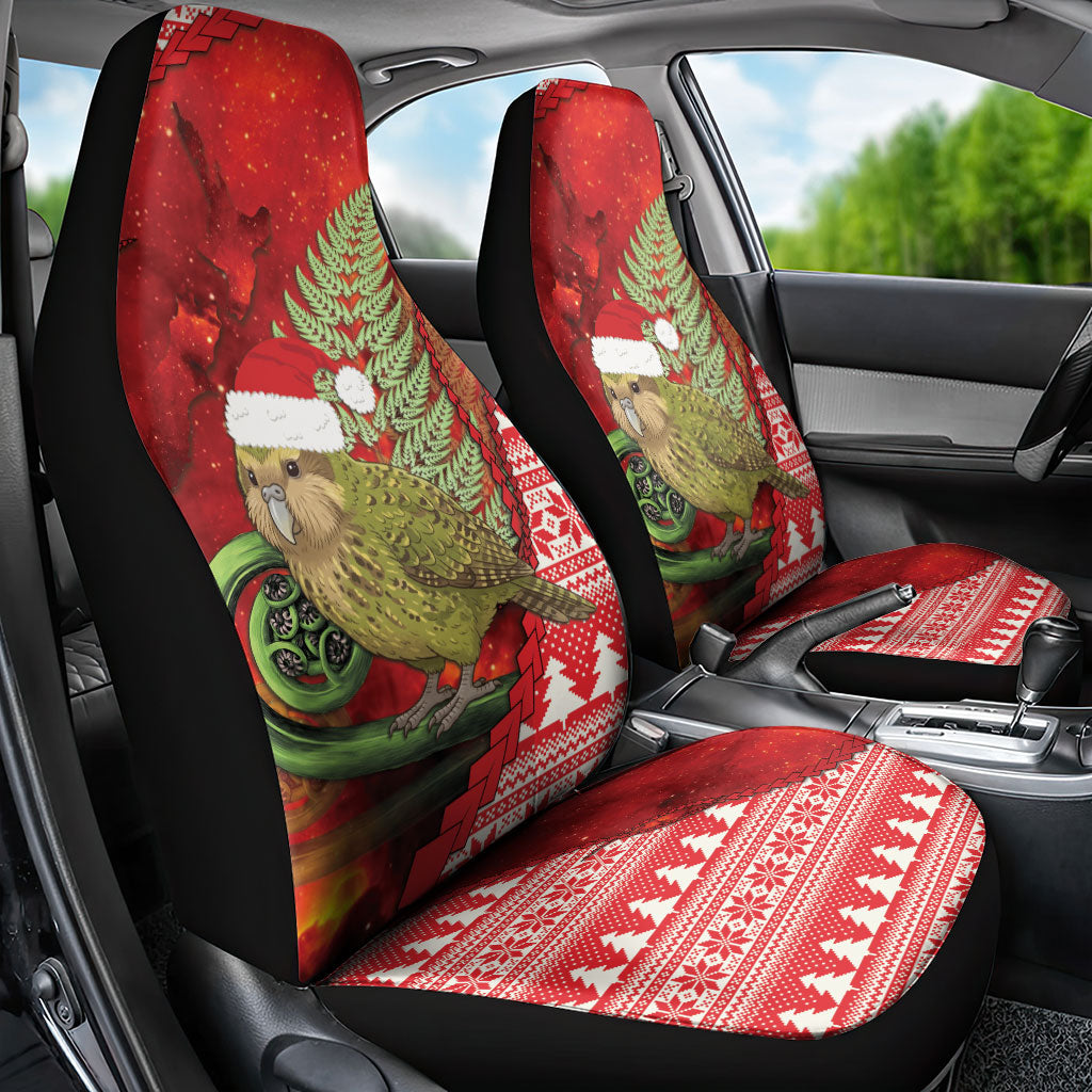 New Zealand Kakapo Christmas In July Car Seat Cover Silver Fern Santa Xmas Red Color
