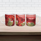 New Zealand Kakapo Christmas In July Ceramic Mug Silver Fern Santa Xmas Red Color