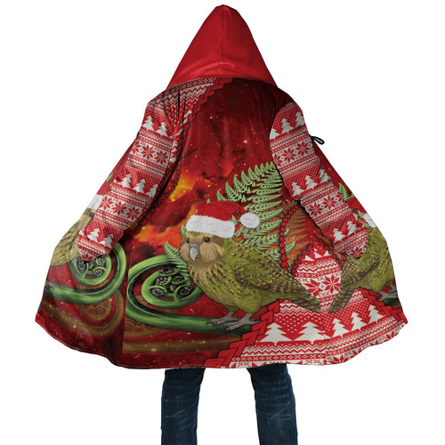 New Zealand Kakapo Christmas In July Cloak Silver Fern Santa Xmas Red Color