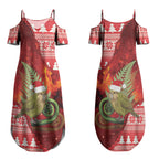 New Zealand Kakapo Christmas In July Couples Matching Summer Maxi Dress and Hawaiian Shirt Silver Fern Santa Xmas Red Color LT22