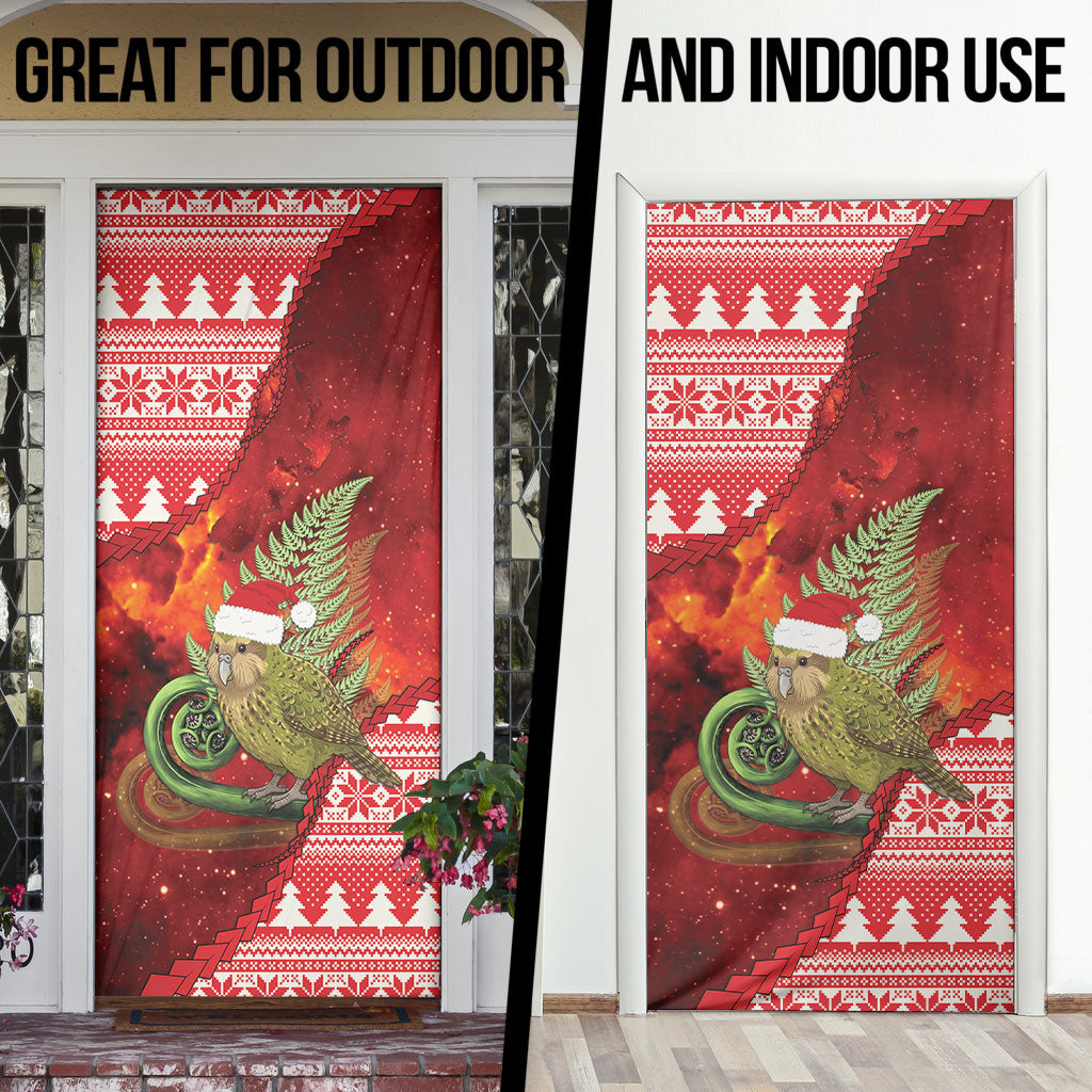 New Zealand Kakapo Christmas In July Door Cover Silver Fern Santa Xmas Red Color