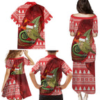 New Zealand Kakapo Christmas In July Family Matching Puletasi and Hawaiian Shirt Silver Fern Santa Xmas Red Color