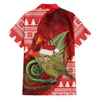 New Zealand Kakapo Christmas In July Family Matching Summer Maxi Dress and Hawaiian Shirt Silver Fern Santa Xmas Red Color