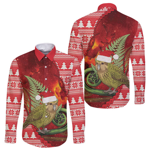 New Zealand Kakapo Christmas In July Family Matching Summer Maxi Dress and Hawaiian Shirt Silver Fern Santa Xmas Red Color
