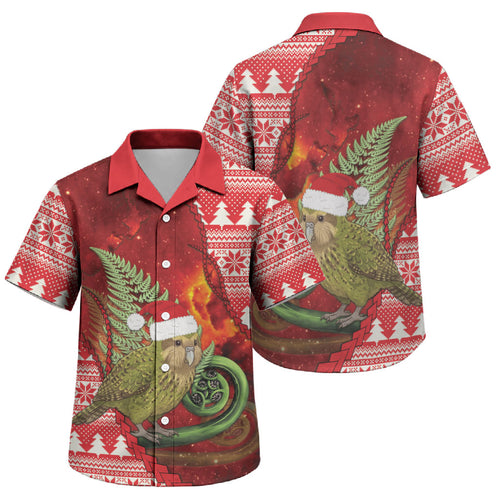 New Zealand Kakapo Christmas In July Family Matching Summer Maxi Dress and Hawaiian Shirt Silver Fern Santa Xmas Red Color
