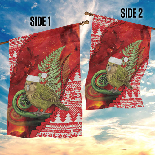 New Zealand Kakapo Christmas In July Garden Flag Silver Fern Santa Xmas Red Color
