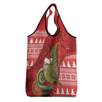 New Zealand Kakapo Christmas In July Grocery Bag Silver Fern Santa Xmas Red Color