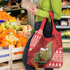 New Zealand Kakapo Christmas In July Grocery Bag Silver Fern Santa Xmas Red Color