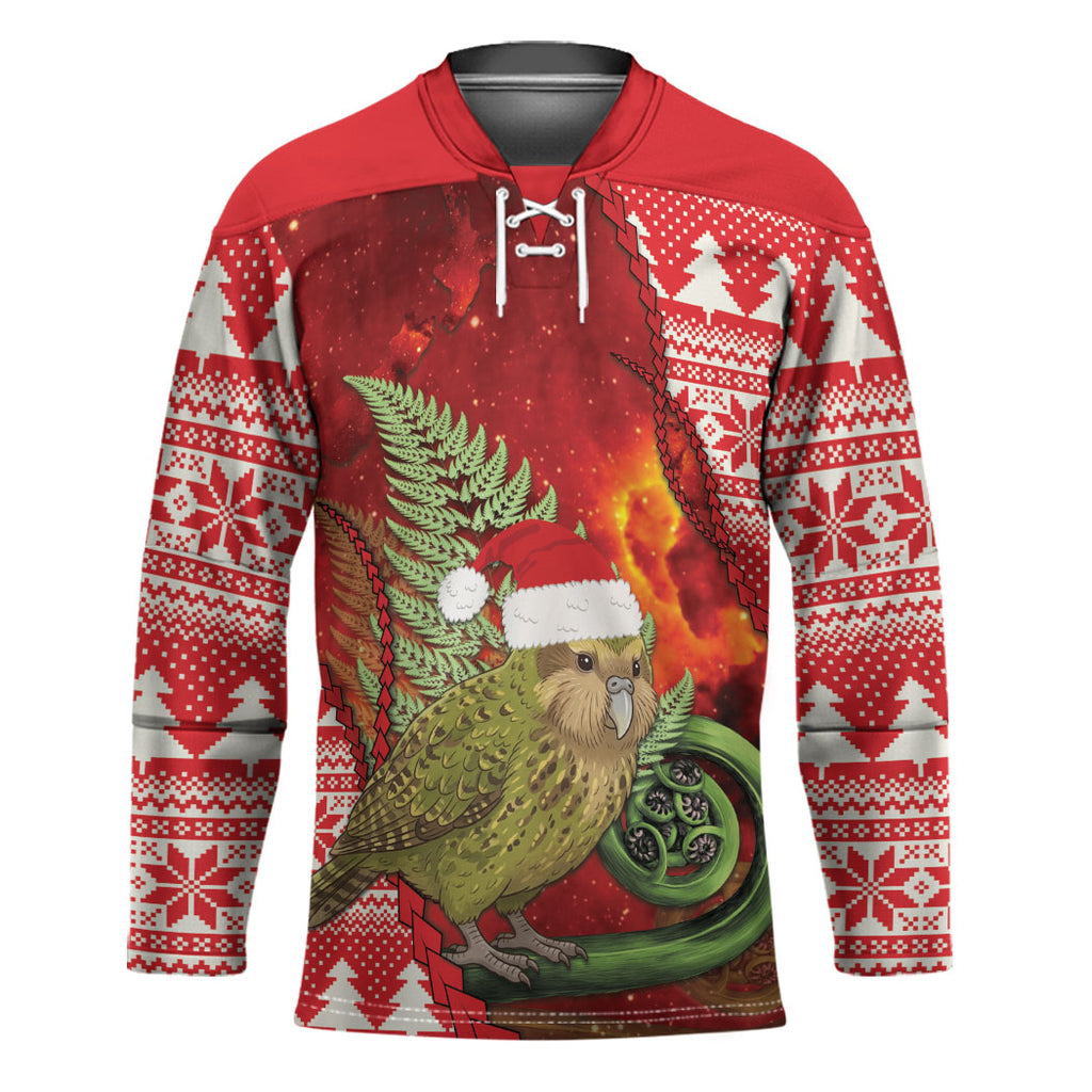 New Zealand Kakapo Christmas In July Hockey Jersey Silver Fern Santa Xmas Red Color