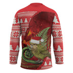New Zealand Kakapo Christmas In July Hockey Jersey Silver Fern Santa Xmas Red Color