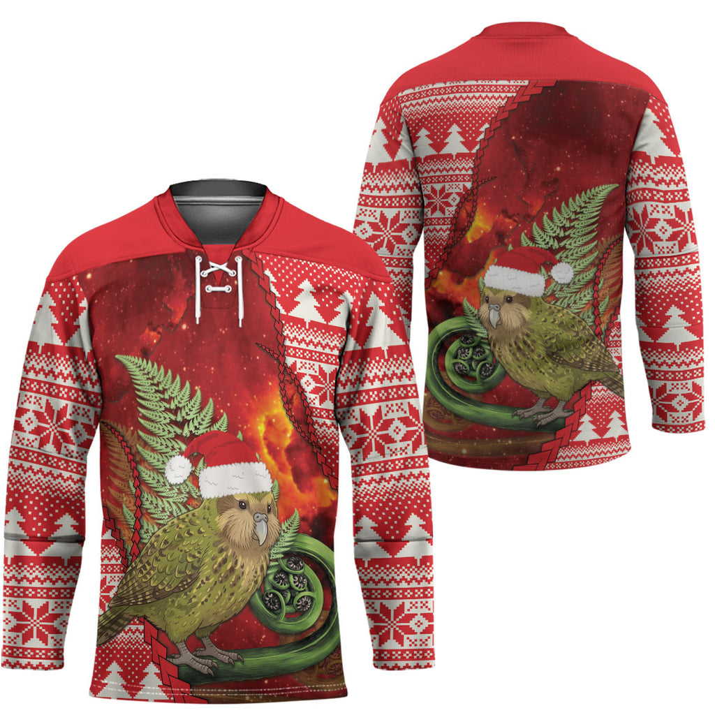 New Zealand Kakapo Christmas In July Hockey Jersey Silver Fern Santa Xmas Red Color