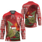 New Zealand Kakapo Christmas In July Hockey Jersey Silver Fern Santa Xmas Red Color