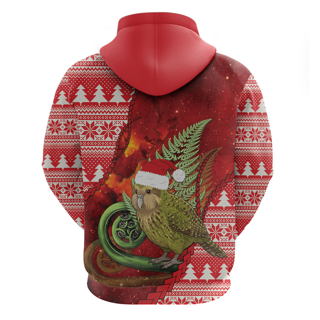 New Zealand Kakapo Christmas In July Hoodie Silver Fern Santa Xmas Red Color
