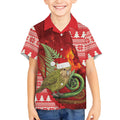 New Zealand Kakapo Christmas In July Kid Hawaiian Shirt Silver Fern Santa Xmas Red Color