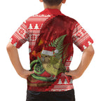 New Zealand Kakapo Christmas In July Kid Hawaiian Shirt Silver Fern Santa Xmas Red Color