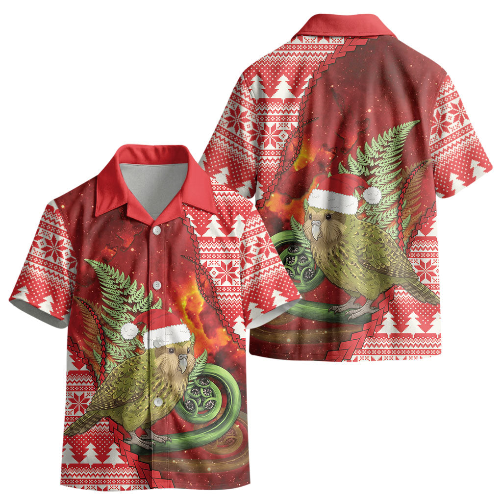 New Zealand Kakapo Christmas In July Kid Hawaiian Shirt Silver Fern Santa Xmas Red Color LT22