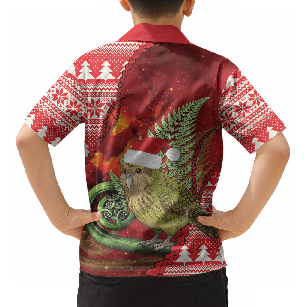 New Zealand Kakapo Christmas In July Kid Hawaiian Shirt Silver Fern Santa Xmas Red Color LT22