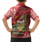 New Zealand Kakapo Christmas In July Kid Hawaiian Shirt Silver Fern Santa Xmas Red Color LT22
