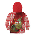 New Zealand Kakapo Christmas In July Kid Hoodie Silver Fern Santa Xmas Red Color