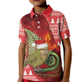 New Zealand Kakapo Christmas In July Kid Polo Shirt Silver Fern Santa Xmas Red Color