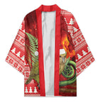 New Zealand Kakapo Christmas In July Kimono Silver Fern Santa Xmas Red Color