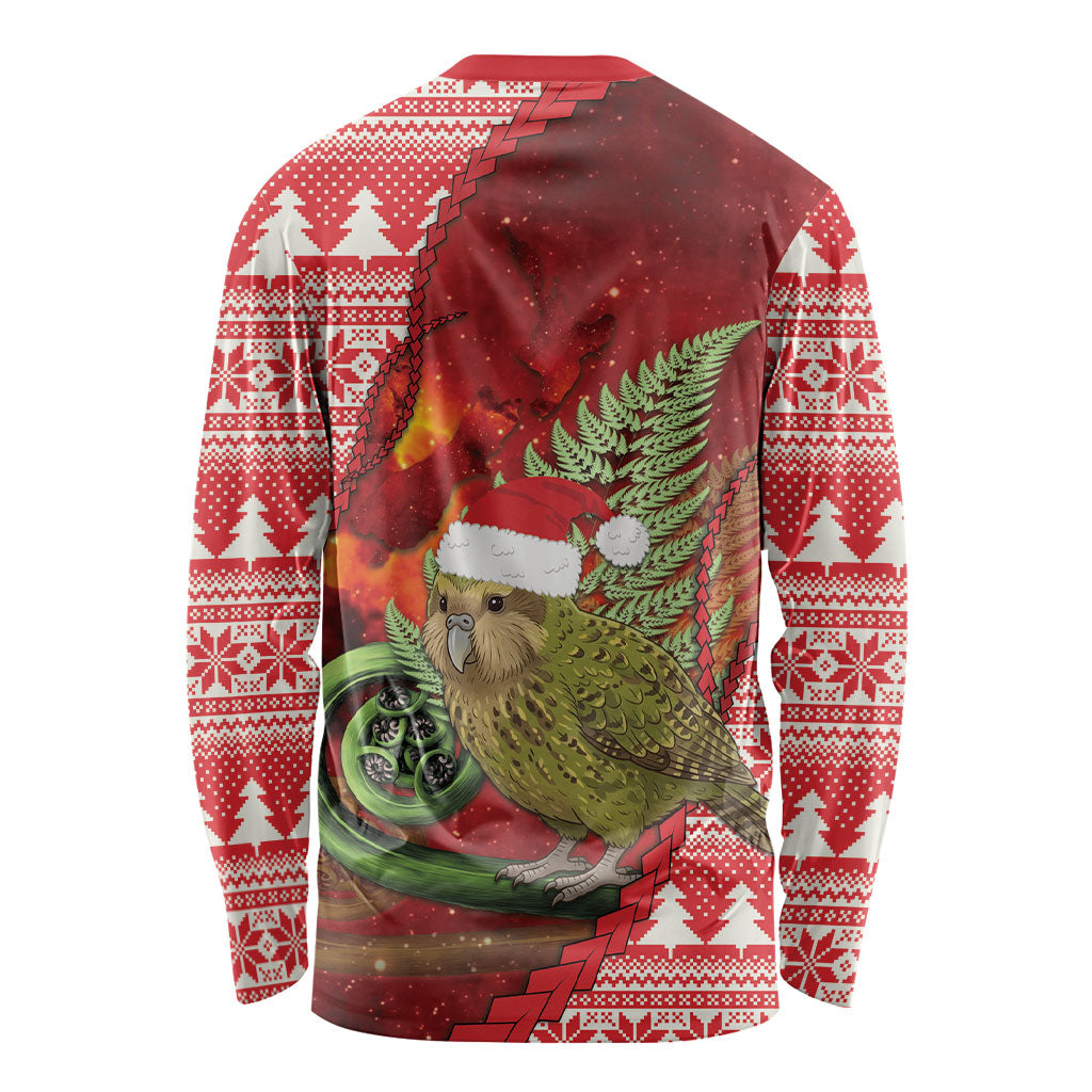 New Zealand Kakapo Christmas In July Long Sleeve Shirt Silver Fern Santa Xmas Red Color