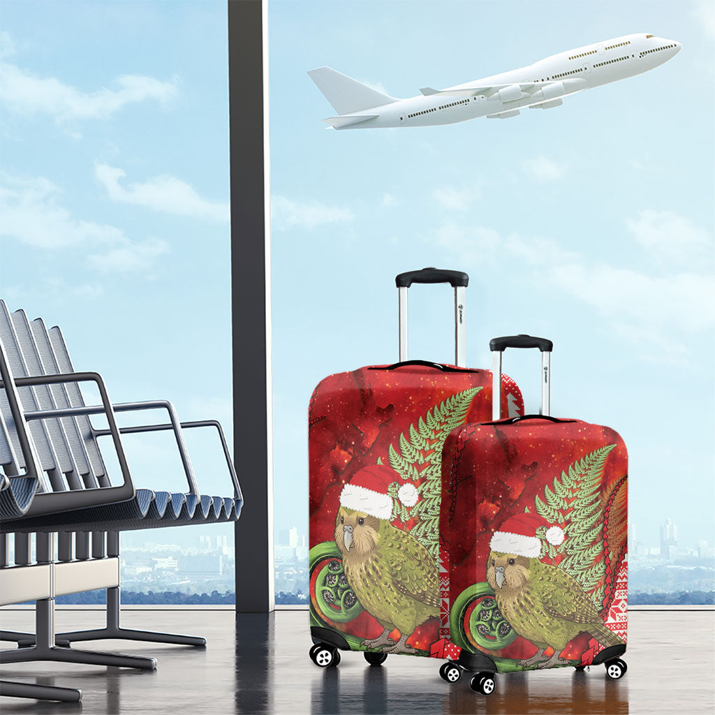 New Zealand Kakapo Christmas In July Luggage Cover Silver Fern Santa Xmas Red Color