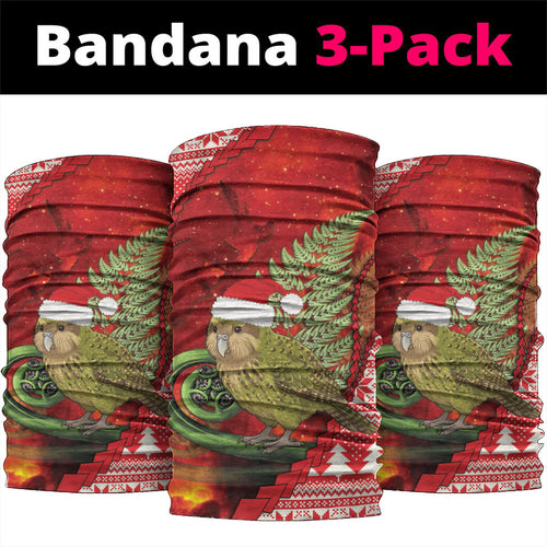 New Zealand Kakapo Christmas In July Neck Gaiter Silver Fern Santa Xmas Red Color