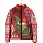 New Zealand Kakapo Christmas In July Padded Jacket Silver Fern Santa Xmas Red Color