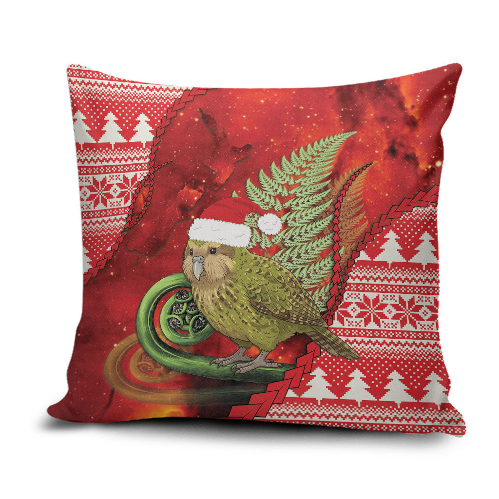 New Zealand Kakapo Christmas In July Pillow Cover Silver Fern Santa Xmas Red Color