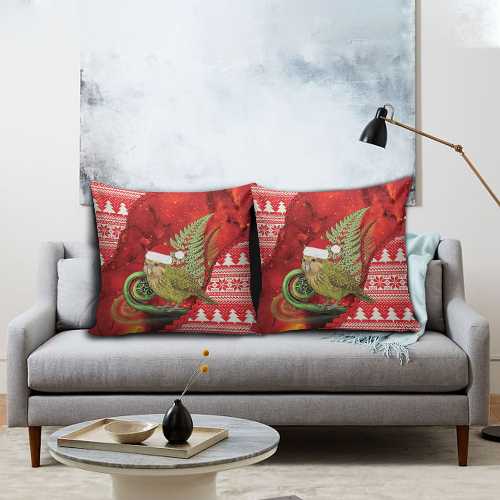 New Zealand Kakapo Christmas In July Pillow Cover Silver Fern Santa Xmas Red Color