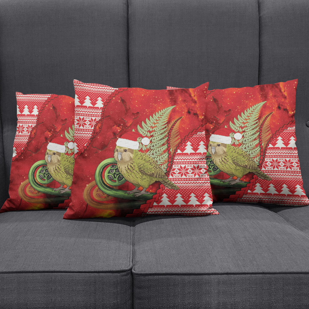 New Zealand Kakapo Christmas In July Pillow Cover Silver Fern Santa Xmas Red Color