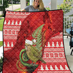 New Zealand Kakapo Christmas In July Quilt Silver Fern Santa Xmas Red Color