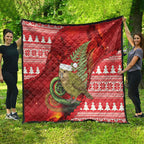 New Zealand Kakapo Christmas In July Quilt Silver Fern Santa Xmas Red Color