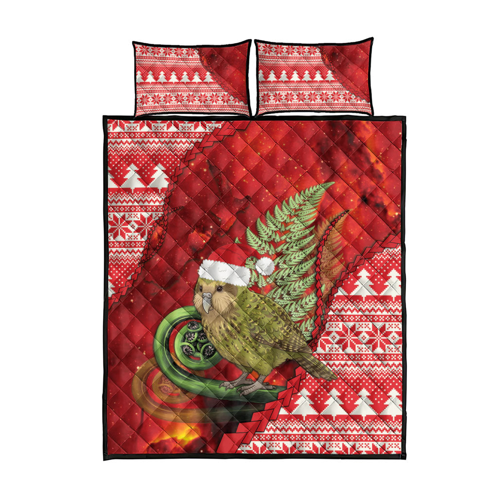 New Zealand Kakapo Christmas In July Quilt Bed Set Silver Fern Santa Xmas Red Color